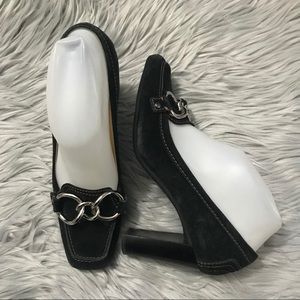 COACH Black Pumps High Heels Krystle Suede Leather